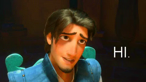 flynn+rider+disney+GIF.gif An animated man with a mischievous smile leans back and says 'Hi.'