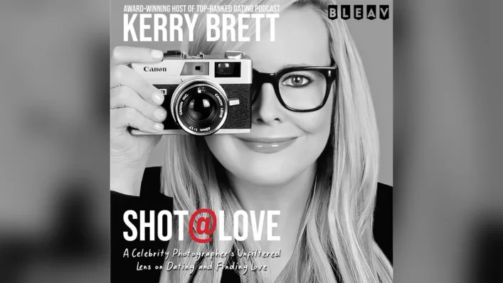 Shot At Love real art.jpg Black and white artwork for Shot at Love showing Kerry Brett holding a camera.