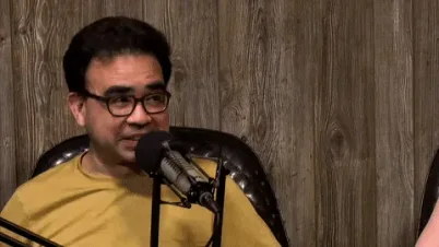 Gus+Sorola+Rt+Podcast+GIF+by+Rooster+Teeth.gif A man with glasses sits at a podcast microphone and says 'I can't talk about it.'