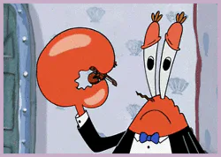 Mr. Krabs from SpongeBob SquarePants clutches money and grins with delight.