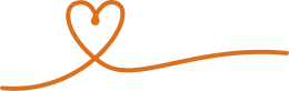 Orange heart-shaped line drawing with a wave-like extension, on a transparent background.