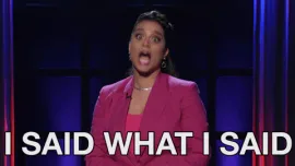 Karen+Gillan+Yes+GIF+by+A+Little+Late+With+Lilly+Singh.gif A woman in a pink blazer speaks emphatically, captioned 'I said what I said.'