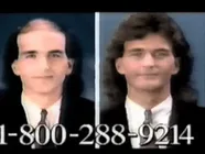 Before+And+After+Vintage+GIF.gif Split screen before and after headshots of a man, bald then with a full mullet, captioned with a 1-800 phone number.
