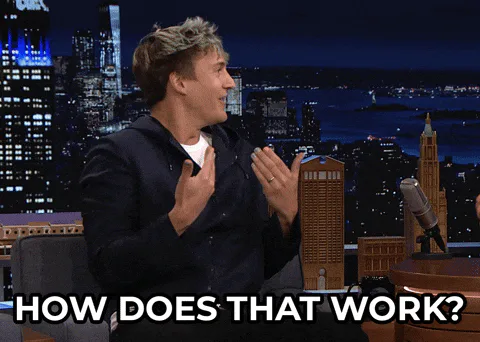 A man on a talk show couch gestures and asks 'How does that work?'