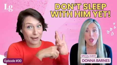 30+thumb.jpeg Podcast cover for episode 30, 'Don't sleep with him yet,' with the host and surprised guest Donna Barnes.