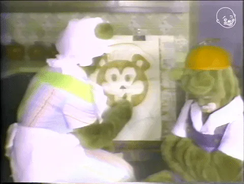 Two bear puppets from a retro kids' show as text reads 'A mistake does not have to mean a failure.'