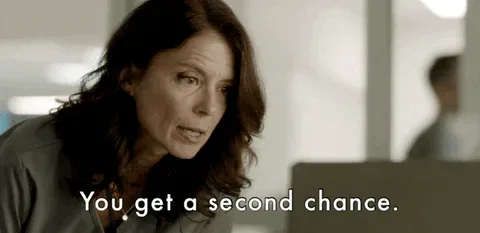 Second+Chance+Transplant+GIF+by+CTV.gif A woman with dark wavy hair looks off camera as on-screen text reads 'You get a second chance.'