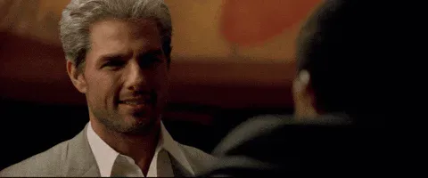 Tom+Cruise+Cool+Story+Bro+GIF.gif A gray haired man in a suit smiles as the words 'Great story' appear beside him.