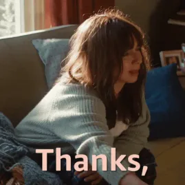 Tired+Maya+Rudolph+GIF+by+Amazon+Prime+Video.gif A woman in a gray cardigan sips red wine on a couch and says 'Thanks, but really, I'm okay.'