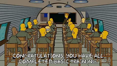 cf4656b1-c44f-e9b6-3154-804eac0c4f92.gif Animated soldiers sit in a classroom as an instructor says 'Congratulations, you have all completed basic training.'