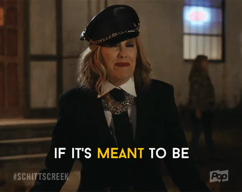 A woman in a leather cap dances and sings, captioned 'If it's meant to be, they'll come around.'